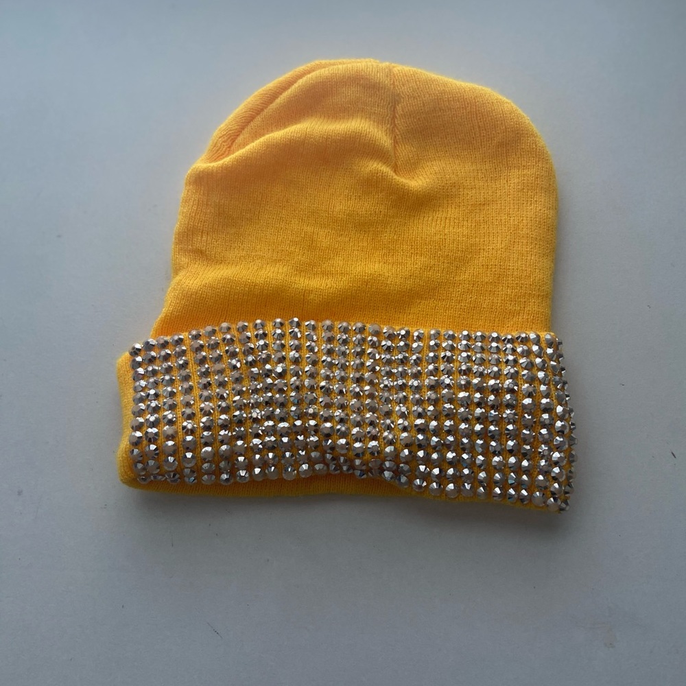 NEW Yellow Rhinestoned Beanie
